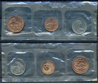 Новая Зеландия набор из 3 монет (1, 2 и 5 центов) 1978 в запайке, тираж 23.000 экземпляров KM 31, 32 и 34 BU 8-2-06-56