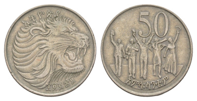 Эфиопия 25 сантимов 1977 EE 1969 KM 46 медно-никель 4544-1247