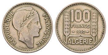 Алжир 100 франков 1950 KM 93 медно-никель 4565-716