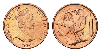 Каймановы острова 1 цент 1996 KM 87a сталь плакированная медью UNC 4658-1264