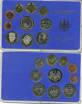 ФРГ государственный набор из 10 монет 1982 J    PROOF  3-5-3-07