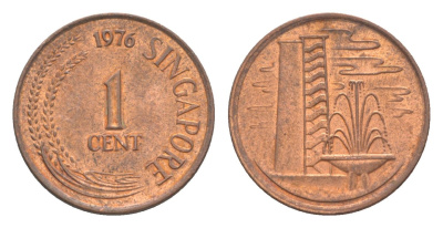 Сингапур 1 цент 1976 KM 1a сталь плакированная медью 4640-614