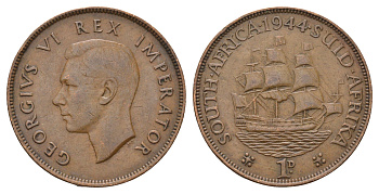 ЮАР 1 пенни 1944 Георг VI (1936-1952) KM 25 бронза 4123-833