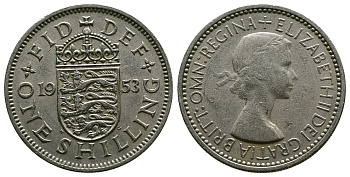 Великобритания 1 шиллинг 1953 Елизавета II (1952-2022), Английский герб KM 890, Spink 4139 медно-никель 4384-237