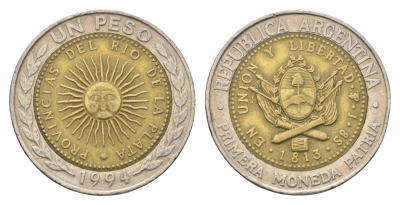 Аргентина 1 песо 1994 KM 112 биметалл 4663-633