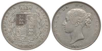Великобритания 1/2 кроны 1844 Виктория (1837-1901) KM 740, Spink 3888 серебро 00-811-51