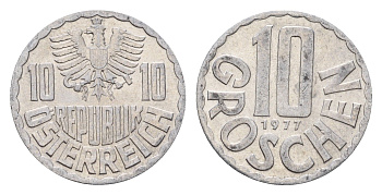 Австрия 10 грошей 1977 KM 2878 алюминий 4669-712