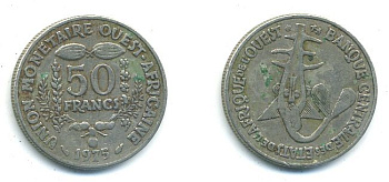 ВАЛЮТНЫЙ СОЮЗ ЗАПАДНОЙ АФРИКИ 50 ФРАНКОВ 1975 4-944