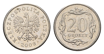 Польша 20 грошей 2009 Y 280 медно-никель 4684-1013