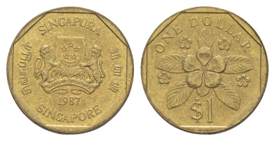 Сингапур 1 доллар 1987 KM 54b алюминиевая бронза 4638-1232