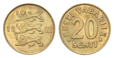 Эстония 20 сентов 1992 KM 23 латунь 4685-635