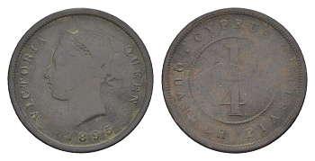 Кипр 1/4 пиастра 1895 Виктория (1837-1901) KM 1.1 бронза 4127-1033