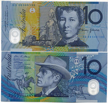 Австралия 10 долларов 2008  Эндрю Патерсон signatures: Stevens & Henry Pick 58e пластик UNC (пресс) 449-2-1