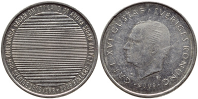 Швеция 1 крона 2009 Карл XVI Густав (1973- ) KM 894 медно-никель 4681-816