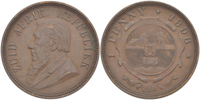 Южно-Африканская Республика, Трансвааль 1 пенни 1898 Пауль Крюгер KM 2 медь 180-916
