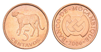 Мозамбик 5 сентаво 2006 KM 133 сталь плакированная медью UNC 4588-1047