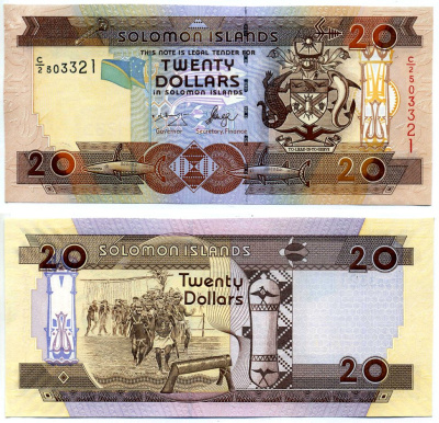 Соломоновы острова 20 долларов 2006 Pick 28(1) бумага UNC (пресс) 7547-22-2-1