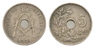 Бельгия 5 сантимов 1926 Belgique, Альберт I (1909-1934) KM 66 медно-никель 4640-1016
