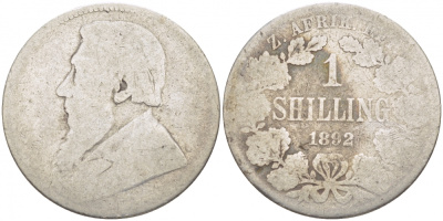 Южно-Африканская Республика - Трансвааль 1 шиллинг 1892 ZAR, Крюгер KM 5 серебро 261-752