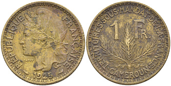 Французский Камерун 1 франк 1925 (а), монетный двор Париж KM 2 алюминиевая бронза 35-1444