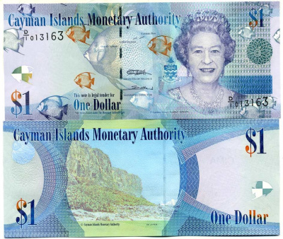 Каймановы острова 1 доллар 2010 Елизавета II (1952-2022), рыбка, серия D/1  Pick 38a бумага UNC (пресс) 00-00