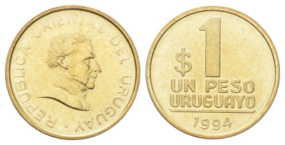 Уругвай 1 песо 1994 год-тип KM 103.1 алюминиевая бронза UNC 4697-1038