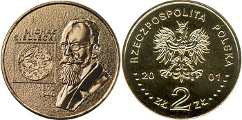 Польша 2 злотых 2001 MW, серия польские путушественники, Михал Седлецкий (1873-1940) KM 421 нордик UNC 4526-116