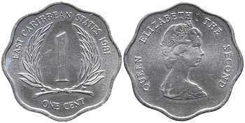 Восточно-Карибские штаты 1 цент 1981 Елизавета II (1952-2022) KM 10 алюминий UNC 4532-158