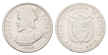 Панама 10 сентесимо 1904 год-тип KM 3 серебро 183-942