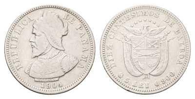 Панама 10 сентесимо 1904 год-тип KM 3 серебро 183-942