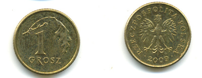 ПОЛЬША 1 ГРОШ 2009 KM 276 латунь 3999-1115