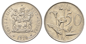 ЮАР 50 центов 1970 Зантедеския Эллиота (калла), герб KM 87 никель 4604-1124