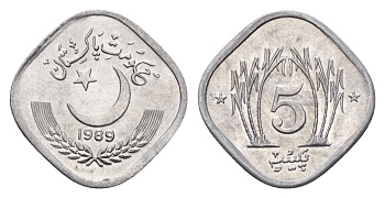 Пакистан 5 пайс 1989 KM 52 алюминий UNC 27-1135