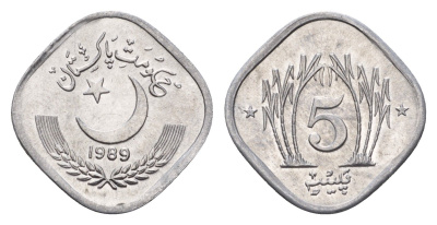 Пакистан 5 пайс 1989 KM 52 алюминий UNC 27-1135