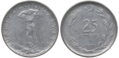 ТУРЦИЯ 25 КУРУШ 1970 KM 892.3 сталь 62-924