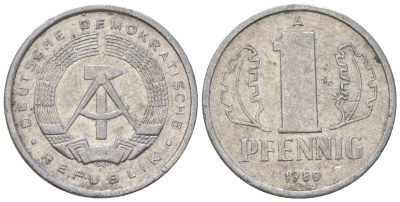 ГДР 1 пфенниг 1980 А KM 8.2 алюминий 4623-358