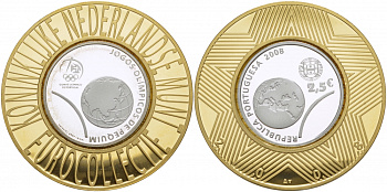 Португалия 2 1/2 евро 2008 XXIX Летние Олимпийские игры 2008 года в Пекине, земной шар, коллекция Нидерландского монетного двора KM 790a серебро PROOF 1068-8-13