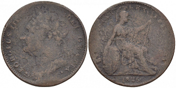 Великобритания 1 фартинг 1826 Георг IV (1820-1830) KM 677, Spink 3822 медь 4548-1023