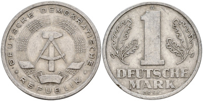 ГДР 1 марка 1956 A KM 13 алюминий 117-915