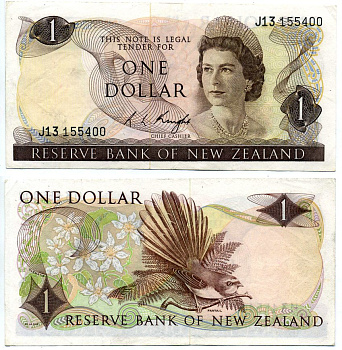 Новая Зеландия 1 доллар 1967-1981 signature: Knight Pick 163c бумага XF 7523-43-3-2