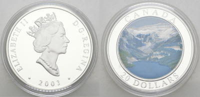 Канада 20 долларов 2003 горы, эмаль, коробка, сертификат серебро PROOF 7-1-1-02