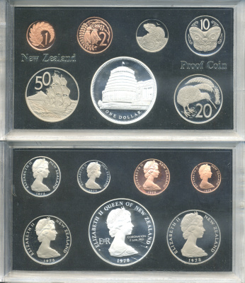 Новая Зеландия официальный набор из 7 монет 1978 25 лет коронации Елизаветы II и открытие здания Парламента  серебро  PROOF  1-6-2-07