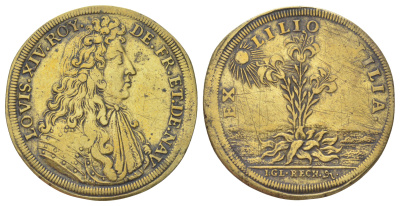 Нюрнберг счетный жетон Людовик XIV 1682 диаметр 28 мм, вес 3,9 гр латунь 1531-735