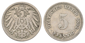 Германия 5 пфеннигов 1893 A KM 11, J. 12 медно-никель 4701-1025