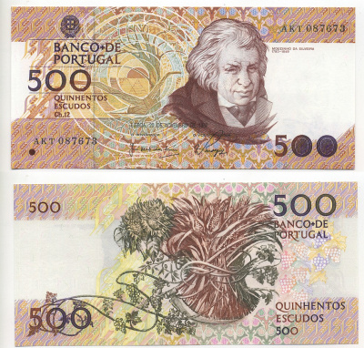 ПОРТУГАЛИЯ 500 ЭСКУДО 1987 Pick 180a бумага UNC (ПРЕСС) 451-414-1