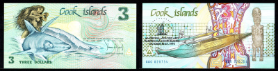 Острова Кука 3 доллара 1992 6-й Фестиваль тихоокеанских искусств на Раротонге Pick 6 бумага UNC (пресс) 8608-29-2-1