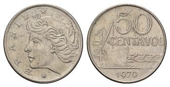 Бразилия 50 сентаво 1970 KM 580a медно-никель 4561-1143