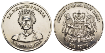 Западная Флорида 1 фунт 2006 Это микрогосударство было создано в ноябре 2005 года. Оно утверждает, что представляет собой исторический континуум с реальной британской колонией с тем же названием, которая была основана в 1763 году на территориях современны