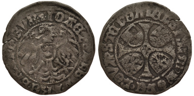 Силезия, Мюнстерберг-Эльс 1 грош XVI век Иоанн (1548-1565), вес 2,54 гр. серебро 1516-923