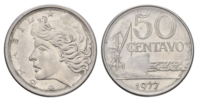 Бразилия 50 сентаво 1977 KM 580b нержавеющая сталь UNC 4556-723